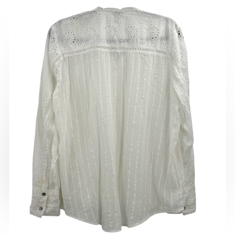 Sundance White Eyelet Lace XL Boho Victorian Cottagecore Cotton Button Front Top - Picture 6 of 14
